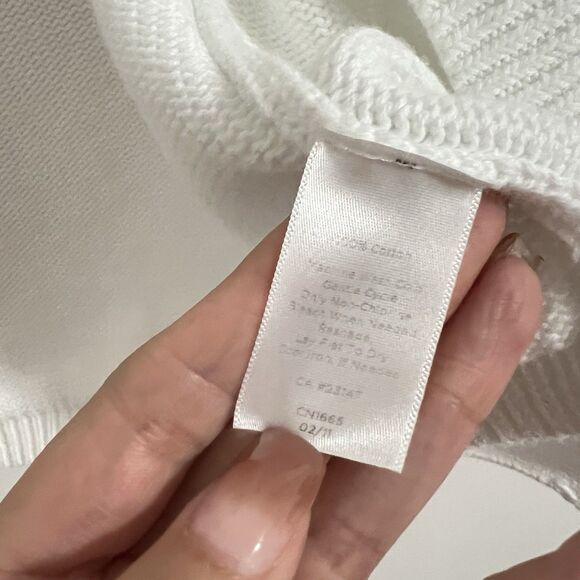 Talbots Cardigan Size L White Open Knit Sweater Short Dolman Sleeve Preppy Top - Picture 5 of 6